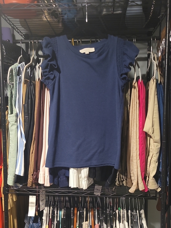 LOFT Tops - 5 For $25 LOFT Navy Ruffle Sleeve Tee